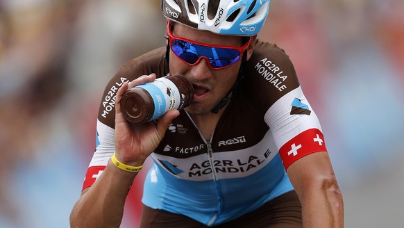 epa06900823 AG2R La Mondiale team rider Silvan Dillier of Switzerland crosses the finish line during the 13th stage of the 105th edition of the Tour de France cycling race over 169.5km between Bourg d ...