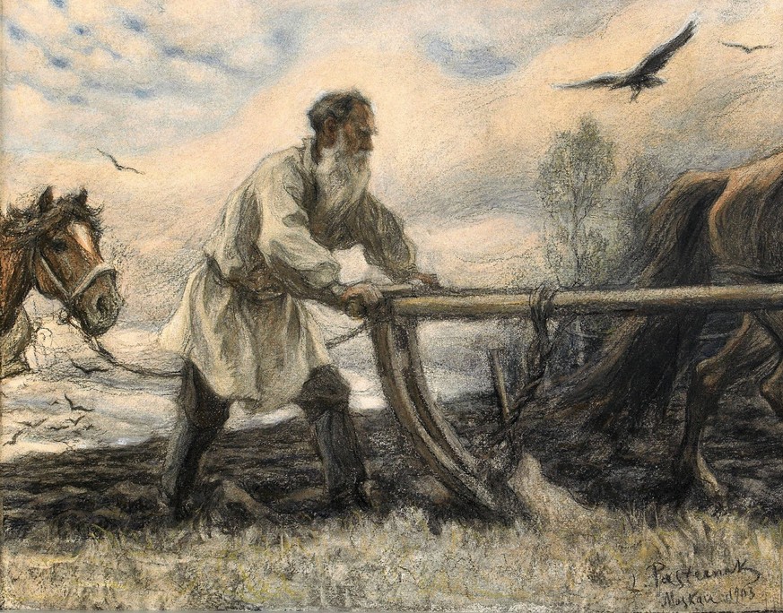 RECORD DATE NOT STATED Lev Tolstoy at the Plough, 1903. Artist: Pasternak, Leonid Osipovich 1862-1945 Copyright:xxFinexArtxImages/HeritagexImagesx / IMAGO ,2590974 ACHTUNG: AUFNAHMEDATUM GESCH�TZT PUB ...