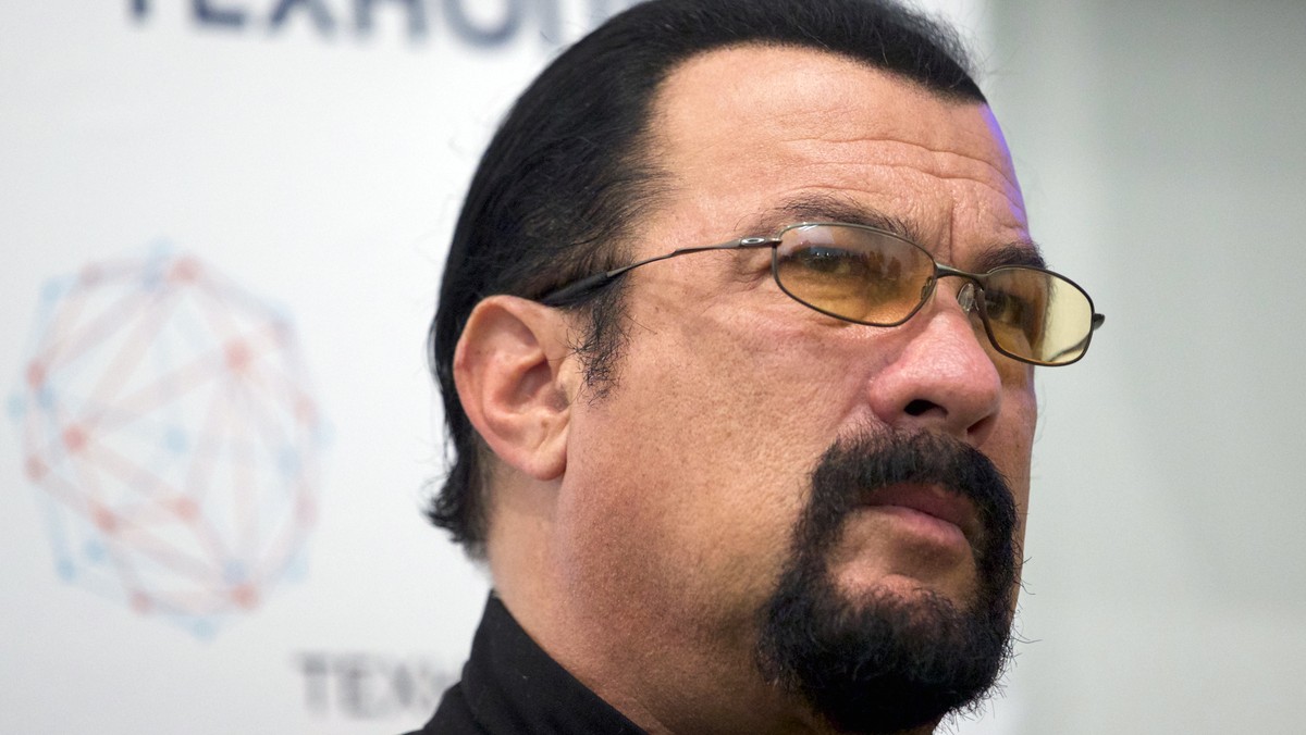 FILE - In this Sept. 22, 2015, file photo, actor Steven Seagal speaks at a news conference, while attending an opening ceremony for a research and development center in Moscow, Russia. Russia has appo ...