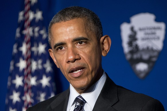 FILE - In this April 12, 2016, file photo, President Barack Obama speaks at the newly designated Belmont-Paul Women&#039;s Equality National Monument, formerly known as the Sewall-Belmont House and Mu ...