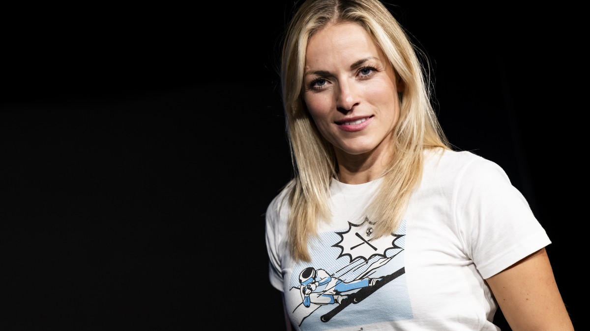 epa11680150 Skiracer Lara Gut-Behrami of Switzerland attends a press conference at the FIS Alpine Skiing World Cup season opener, in Soelden, Austria, 24 October 2024. EPA/JEAN-CHRISTOPHE BOTT