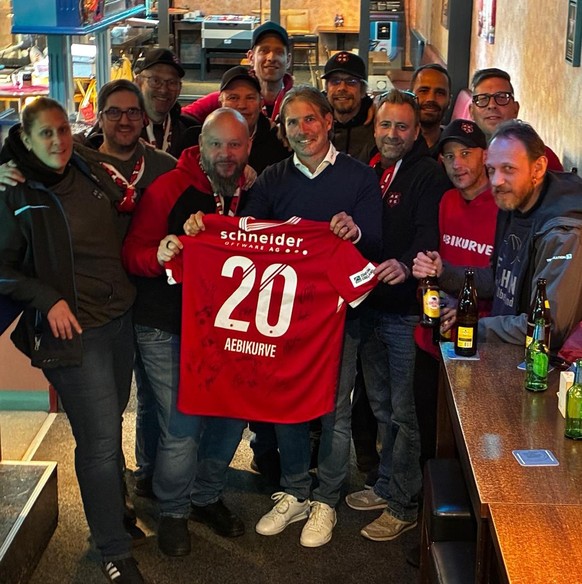 Simon Zaugg von der Aebikurve des FC Thun. Foto nur im Artikel vom April 2026 verwenden.