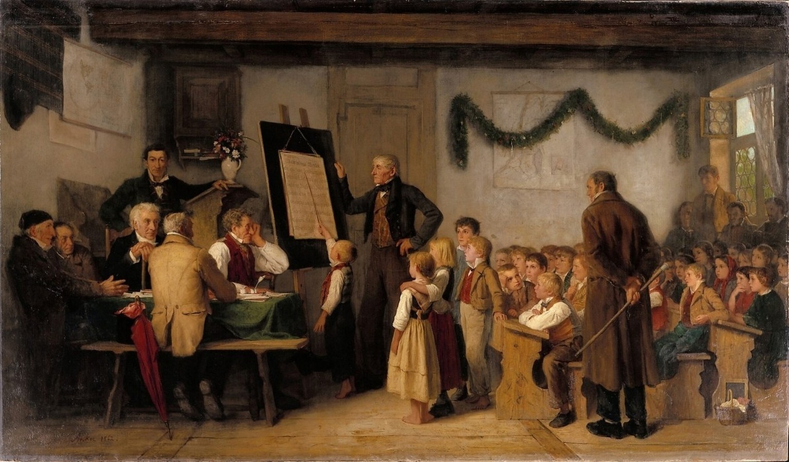 Grundpfeiler der direkten Demokratie: Bildung für alle. «Das Schulexamen» von Albert Anker, 1862.
https://de.wikipedia.org/wiki/Datei:Albert_Anker_-_Das_Schulexamen.jpg