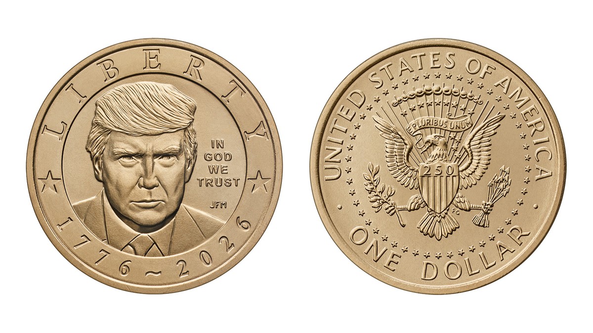 The U.S. Mint has started producing a new $1 coin featuring President Donald Trump's image. (AP Graphic/Treasury Department)
Trump-Coin