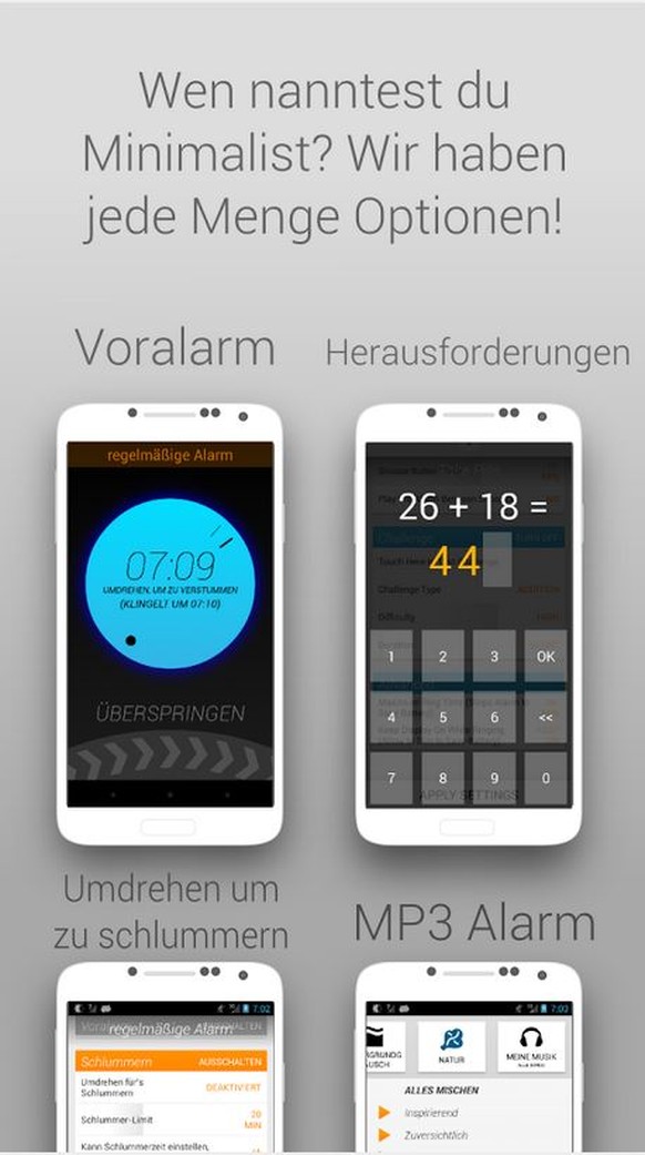 Bei dieser App lassen sich MP3-Dateien als Weckton einstellen.