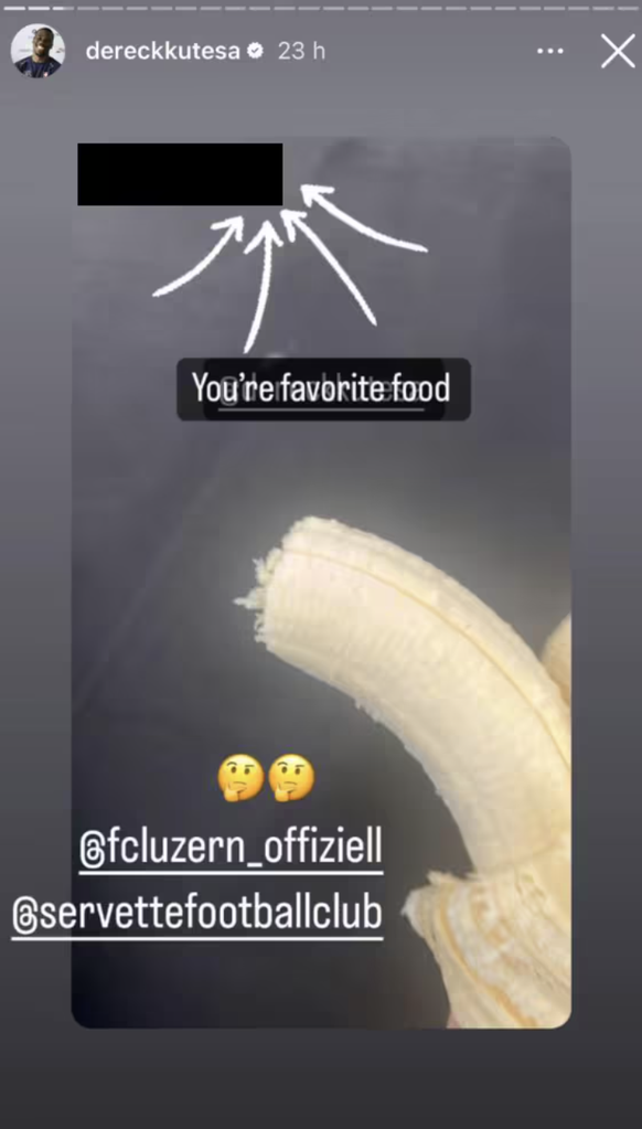 Servette-Stürmer Derreck Kutesa auf Instagram rassistisch beleidigt.
