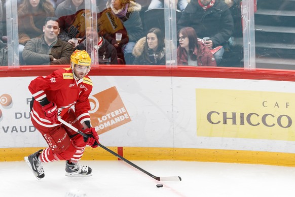 Le top scorer lausannois Dustin Jeffrey lors de la rencontre du championnat suisse de hockey sur glace de National League entre le Lausanne Hockey Club, LHC et le HC Fribourg-Gotteron ce samedi, 25 ja ...