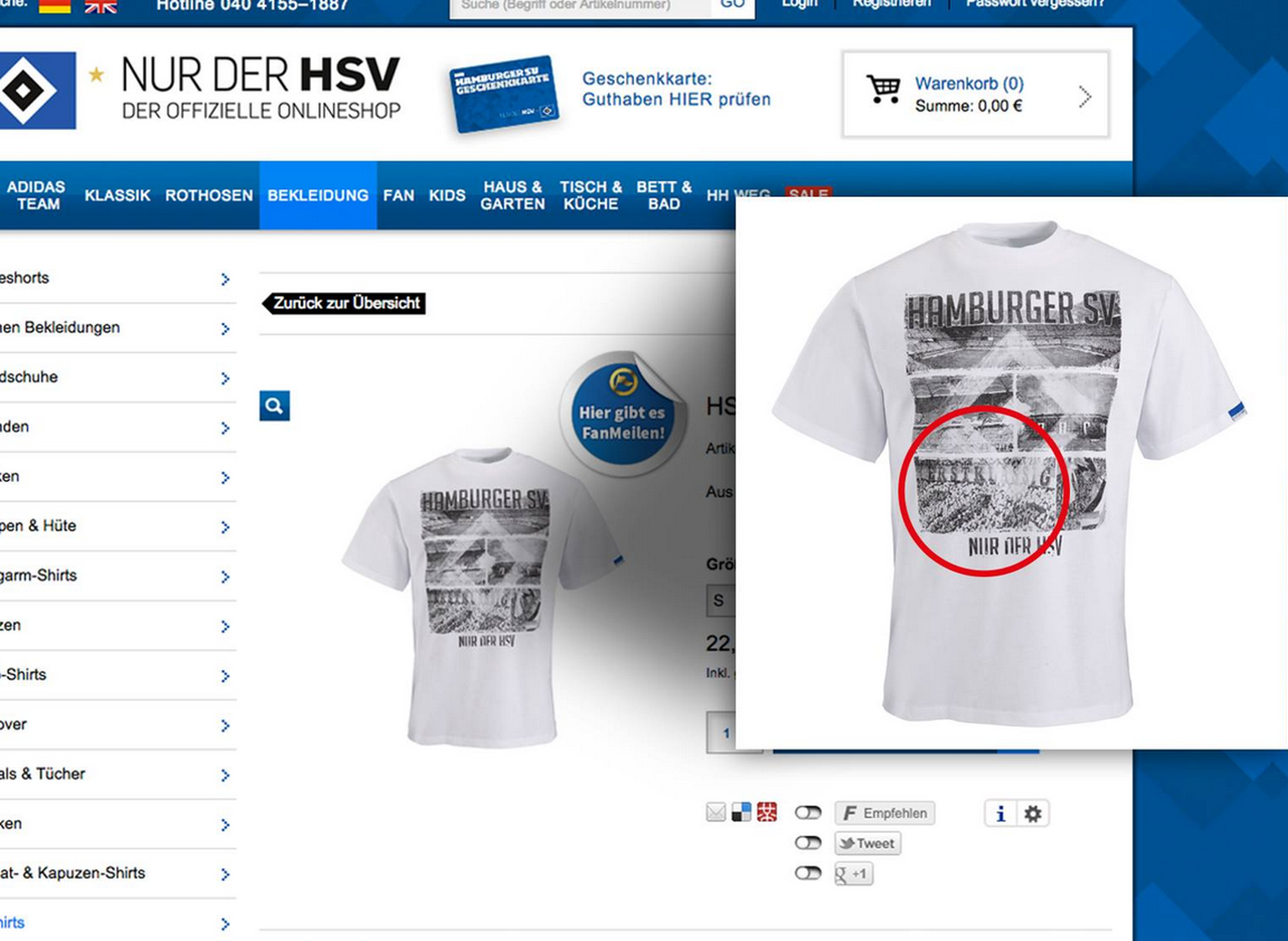 Wird wohl nicht zum Bestseller: Das HSV-Shirt mit der Hertha Choreo.