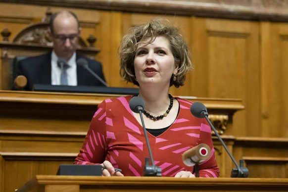 Melanie Mettler, GLP-BE, spricht waehrend der Debatte um die BVG-Reform, waehrend der Fruehlingssession der Eidgenoessischen Raete, am Dienstag, 28. Februar 2023, in Bern. (KEYSTONE/Peter Klaunzer)