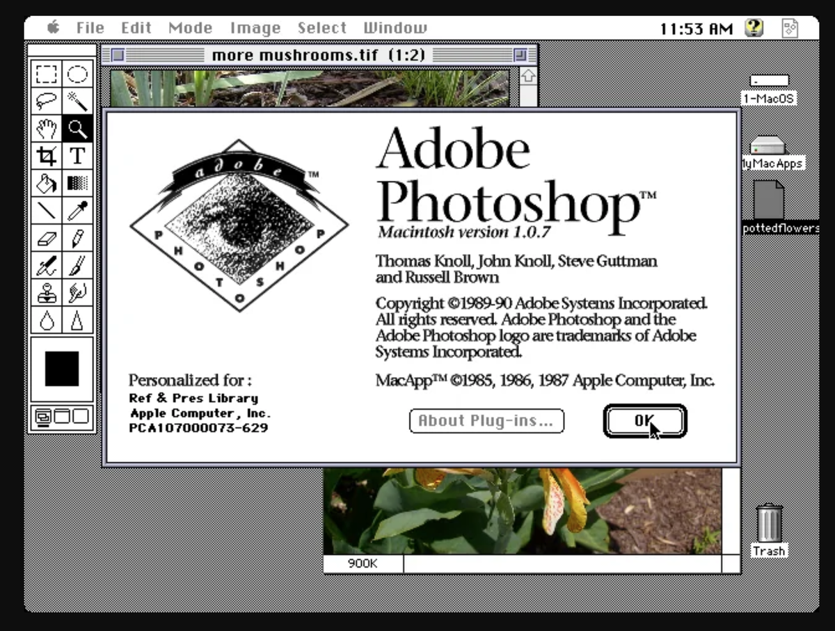 Am 19. Februar 1990 wurde Photoshop 1.0 exklusiv für den Apple Macintosh veröffentlicht.