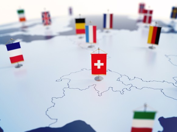 Schweiz EU Verhältnis Flaggen