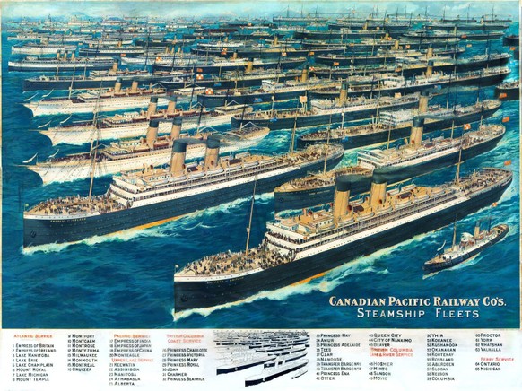 &lt;p&gt;Die grosse Dampfschiffflotte der Canadian Pacific Railway. Poster von 1910.&lt;/p&gt;