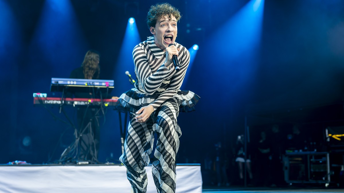 Swiss singer Nemo performs performs on the Vega stage, during the 48th edition of the Paleo Festival, in Nyon, Switzerland, Sunday, July 27, 2025. The Paleo is an open-air music festival in the wester ...