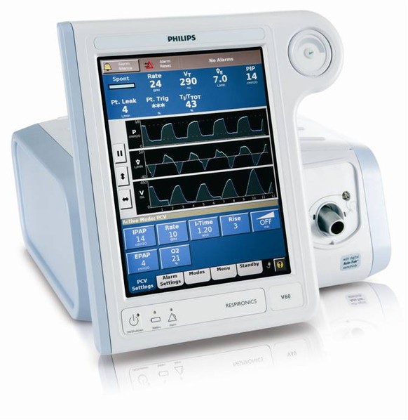 Ein modernes Beatmungsgerät (Philips Respironics V60)