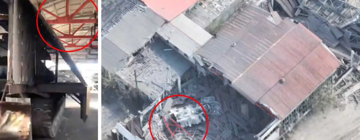 Ukraine findet dank russischem Propaganda-Video heraus, wo ein Panzer geparkt war – und kann diesen Ort mit Luftschlag angreifen. April 2024.