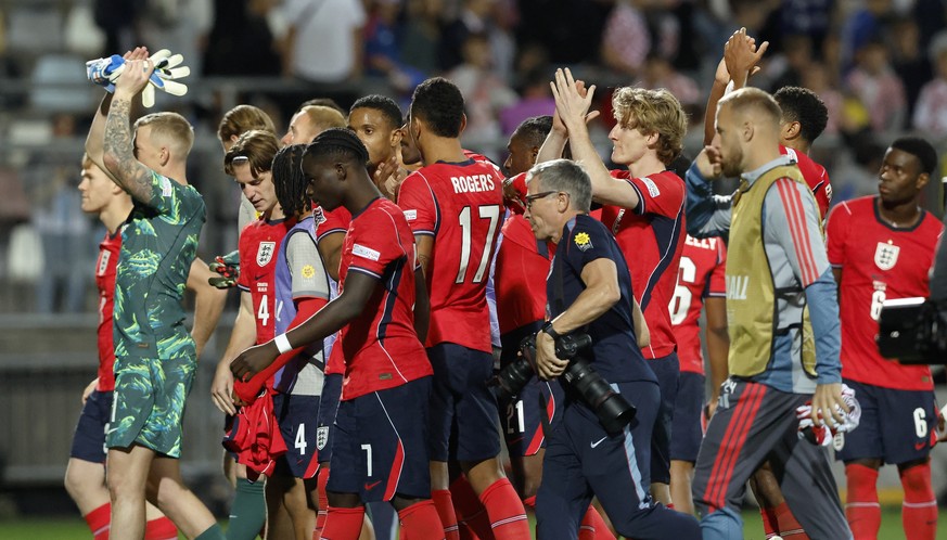 epa13279212 England's players react after winning the UEFA Nations League match between Croatia and England in Rijeka, Croatia, 03 October 2026. EPA/ANTONIO BAT