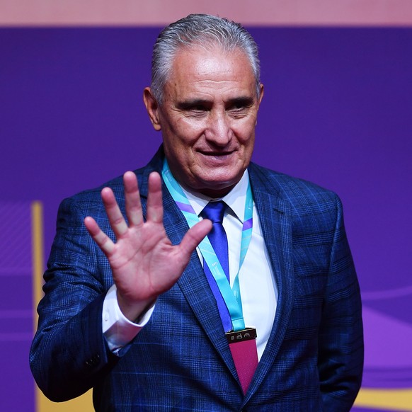 epa09864265 Head coach of the Brazilian national soccer team Tite arrives for the main draw for the FIFA World Cup 2022 in Doha, Qatar, 01 April 2022. EPA/NOUSHAD THEKKAYIL