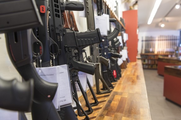 Diffferent guns for sale at the shop of "Ulrich Waffen" in Ried-Muotathal, Canton Schwyz, on February 25, 2019. In addition to the shop, Ulrich Waffen AG also operates the gunsmithty Markus  ...