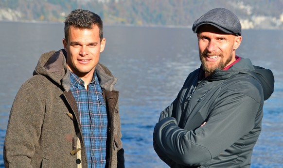 watson-Interviewer Marco Büchel (r.) mit Patrick Küng am Walensee.