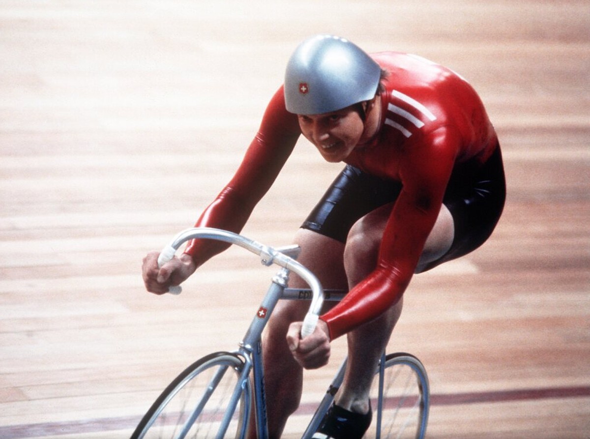 Robert Dill-Bundi lors de son titre olympique � Moscou en 1980
