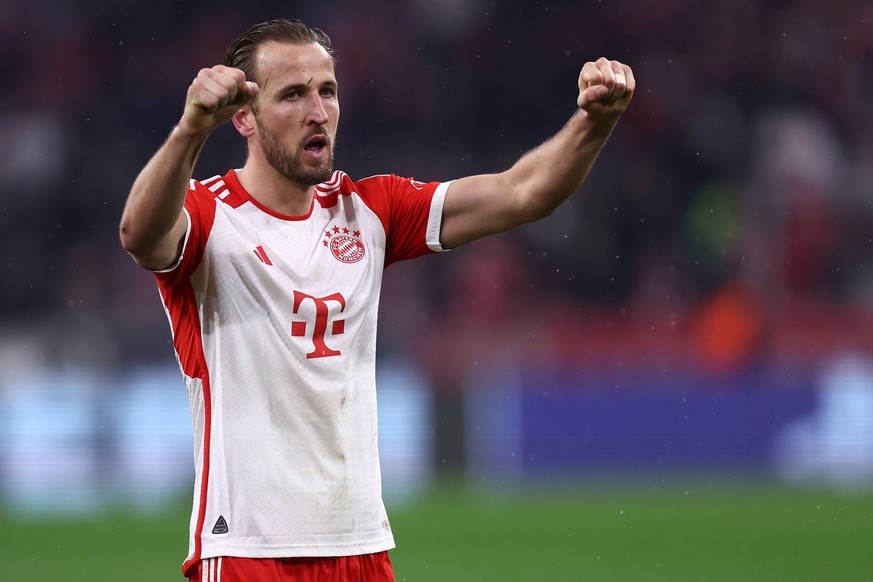 FC Bayern Munchen - Ss Lazio Harry Kane of FC Bayern Munich celebrates at the end of the Uefa Champions League second leg round of 16 match beetween FC Bayern Munchen and Ss Lazio at Allianz Arena on  ...