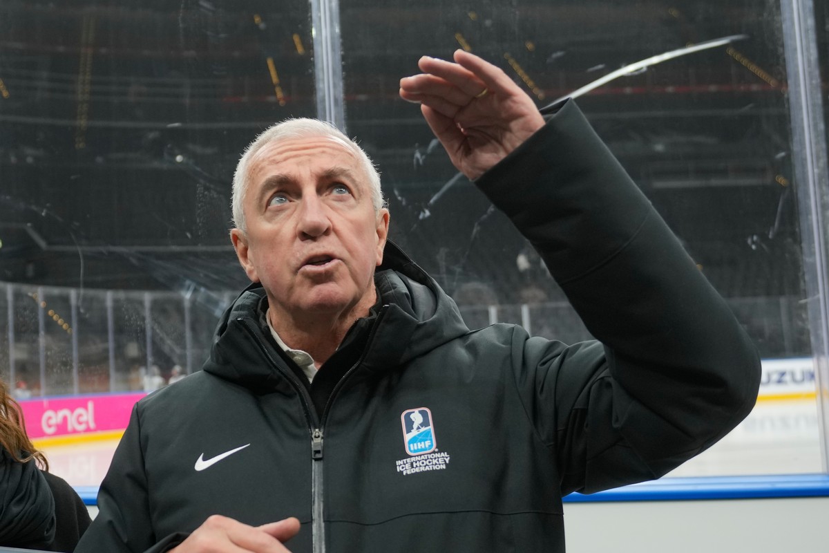 FILE - Luc Tardif, IIHF President talks to reporters at the Santa Giulia Ice Hockey Arena, in Milan, Italy, Jan. 11, 2026. (AP Photo/Luca Bruno, file)
IIHF Tardif Hockey