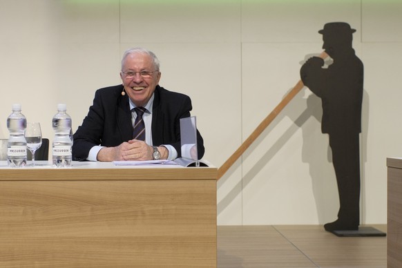 Alt Bundesrat Christoph Blocher, an der Delegiertenversammlung der SVP Schweiz, am Samstag, 24. Maerz 2018, in Klosters. (KEYSTONE/Gian Ehrenzeller)