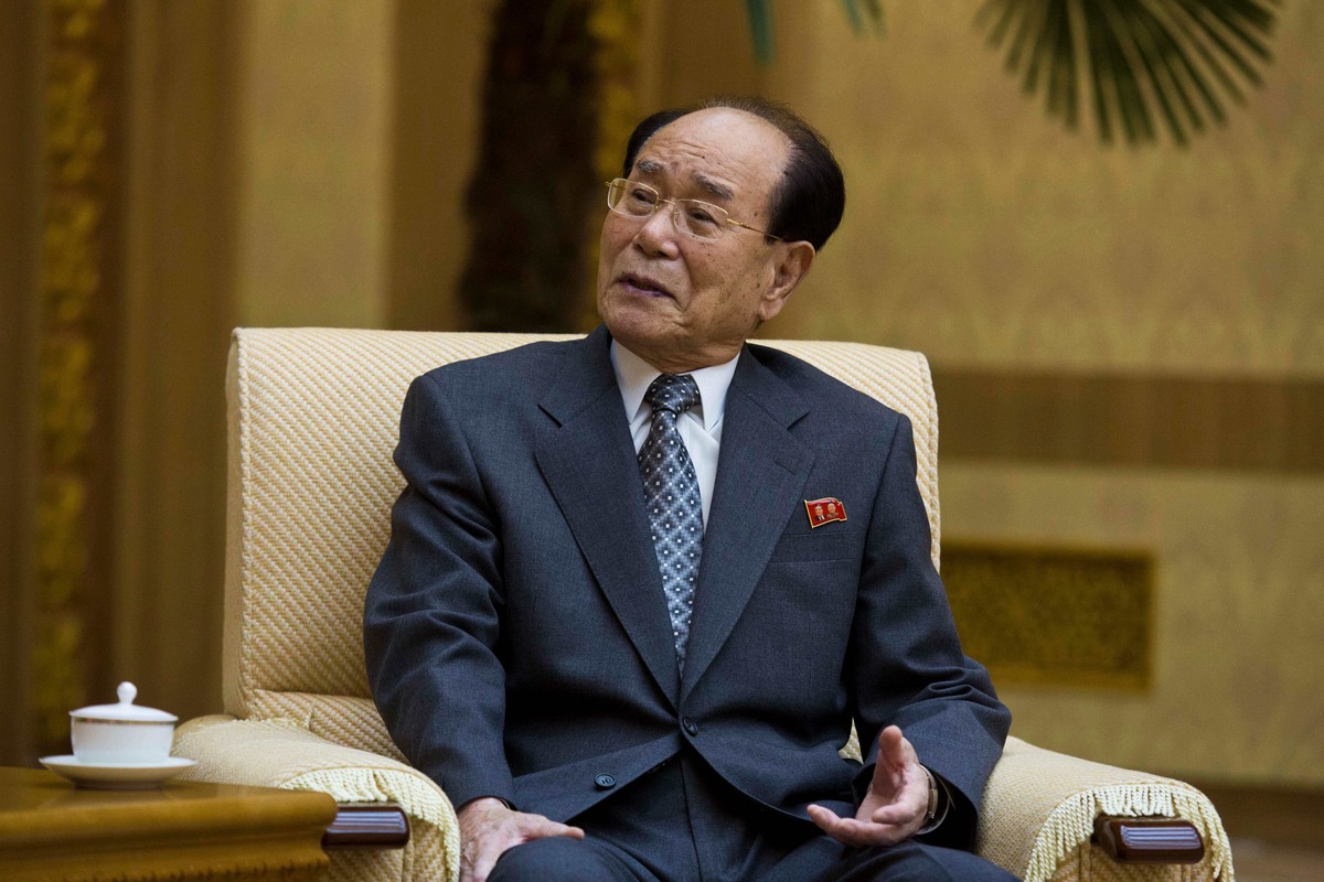 FILE - Kim Yong Nam, head of the Presidium of the Supreme People's Assembly of North Korea, speaks with the Associated Press at the Mansudae Assembly Hall in Pyongyang, North Korea, Oct. 4, 2013. ...