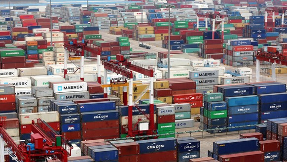 epa06866948 (FILE) - A general view of containers at the Port of Qingdao in Qingdao, China&#039;s Shandong province, 30 April 2018 (reissued 06 July 2018). According to media reports on 06 July 2018,  ...