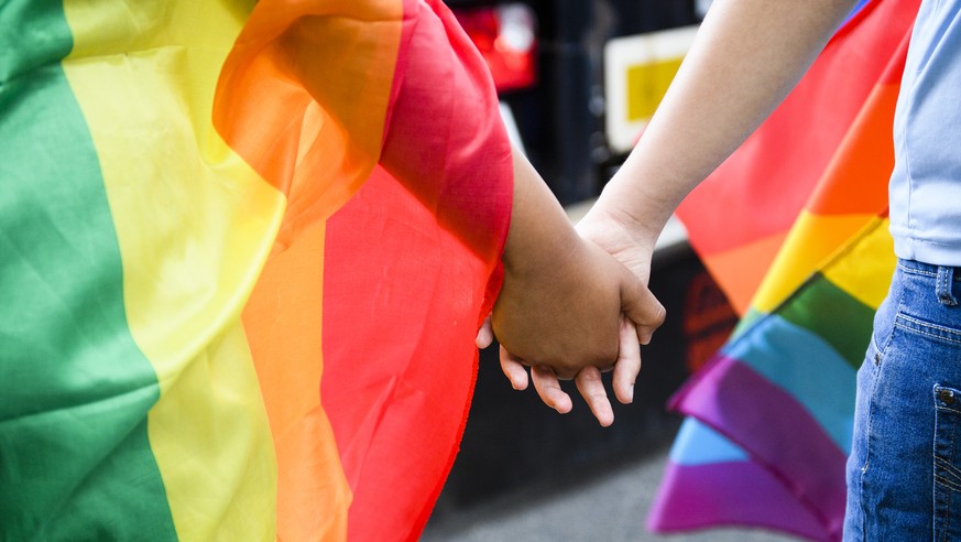 ARCHIV - ZU DEN EIDG. ABSTIMMUNGEN AM SONNTAG, 9. FEBRUAR 2020, MIT DEM THEMA DISKRIMINIERUNG, STELLEN WIR IHNEN FOLGENDES BILDMATERIAL ZUR VERFUEGUNG - Members of the Gay and Lesbian community partic ...
