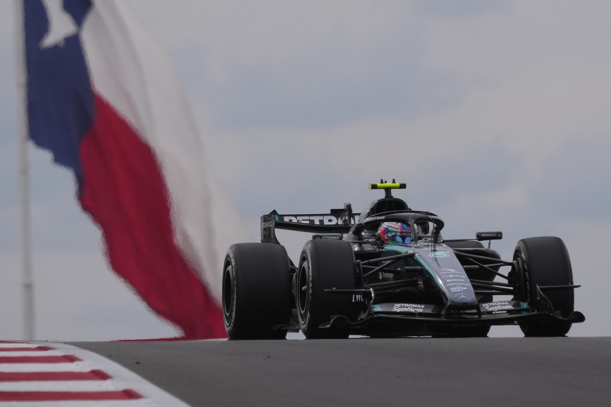Mercedes driver Andrea Kimi Antonelli of Italy steers his car during the Formula One U.S. Grand Prix auto race in Austin, Texas, Sunday, Oct. 25, 2026. (AP Photo/Eric Gay)
F1 US Grand Prix Auto Racing