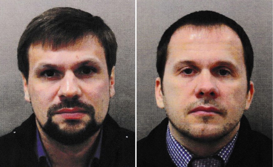 epa07017016 (FILE) - An undated combo handout photo made available by the British London Metropolitan Police (MPS) showing Alexander Petrov (R) and Ruslan Boshirov (L) (reissued 13 September 2018). An ...