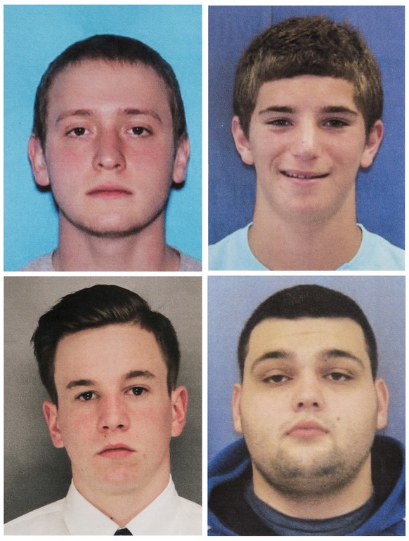 This combination of undated photos provided by the Bucks County District Attorney's Office shows four men who went missing last week: Tom Meo, top left; Jimi Tar Patrick, bottom left; Dean Finocchiaro ...