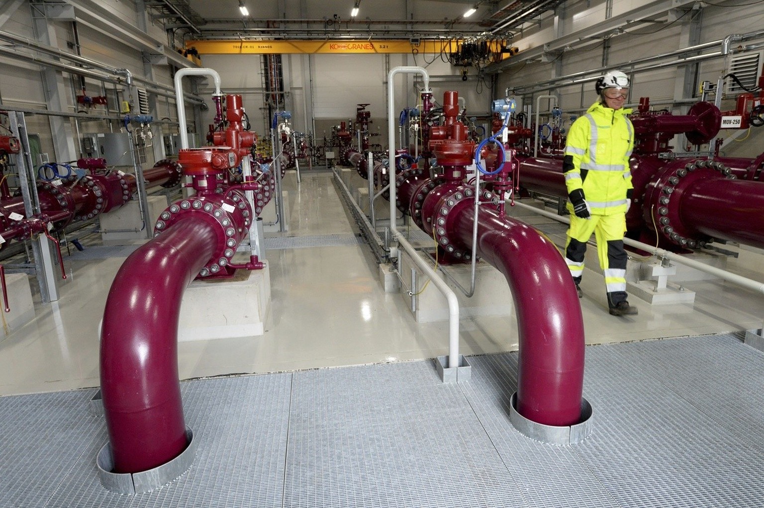 A compression station of the Baltic Connector marine gas pipeline is pictured in Inkoo, Finland, Nov. 5, 2019. Finnish government is to hold a press conference later on Tuesday, Oct. 10, 2023, to info ...