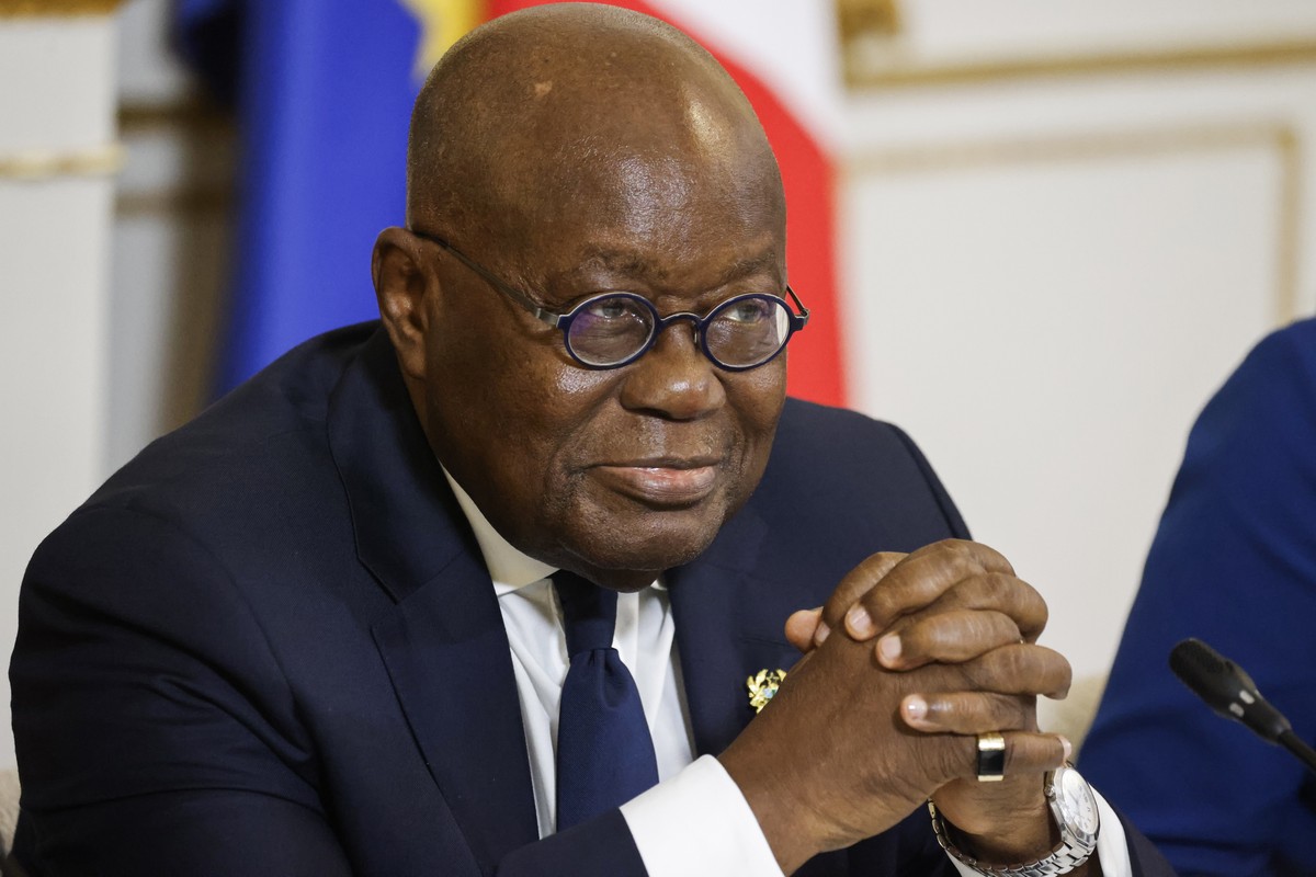 epa10968634 Ghana's President Nana Akufo-Addo looks on at the start of the 5th Christchurch Call Leaders