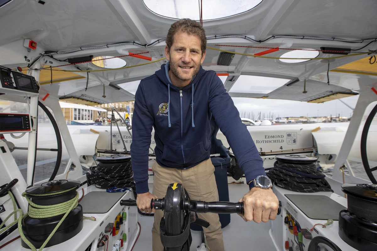 SAINT-MALO, FRANCE - OCTOBER 26: Edmond de Rothschild Ultim skipper Charles Caudrelier is portraited before start of La Route du Rhum-Destination Guadeloupe 2022, on October 26, 2022, in Saint-Malo, F ...