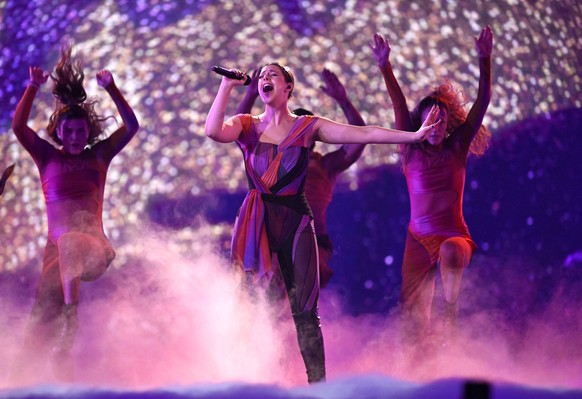 epa11322200 Tali representing Luxembourg with the song &quot;Fighter&quot; performs during the first rehearsal of the first semi-final of the Eurovision Song Contest (ESC) at Malmo Arena, in Malmo, Sw ...