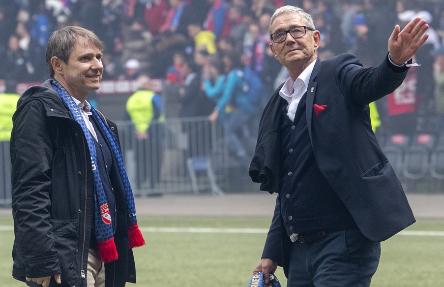 Die vorherige FCB-Führung mit Ex-Präsident Bernhard Burgener (l.) und Ex-CEO Roland Heri.