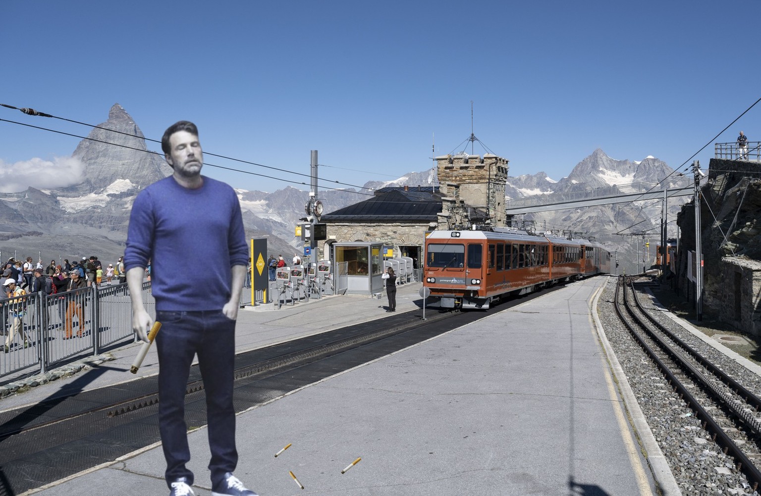 Ben Affleck raucht in Zermatt, der Sack