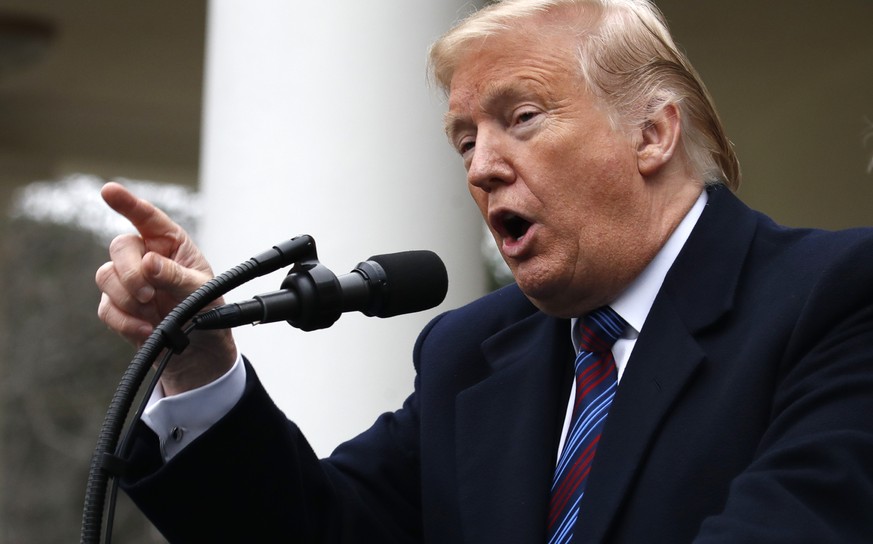 President Donald Trump speaks in the Rose Garden of the White House after a meeting with Congressional leaders on border security, Friday, Jan. 4, 2019, at the White House in Washington. (AP Photo/Jac ...