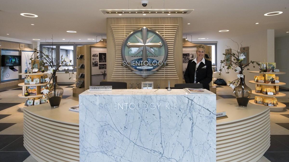 The reception area, pictured at the new Scientology church in Basel, Switzerland, on April 26, 2015. It's Scientology's first so called Ideal Org in Switzerland. (KEYSTONE/Georgios Kefalas)
 ...
