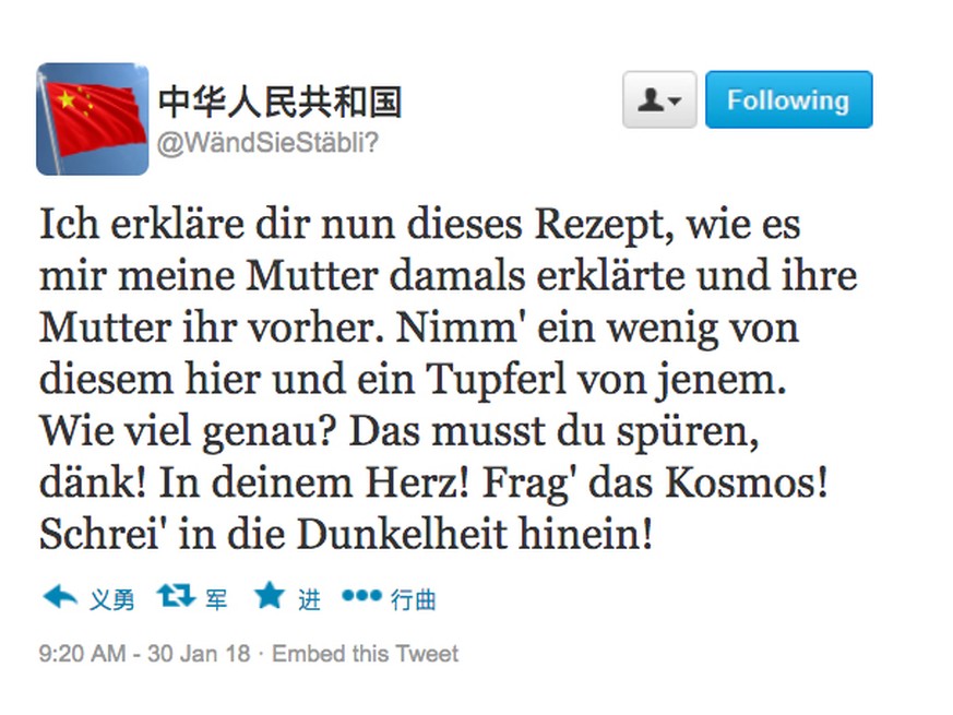 fake tweets food china