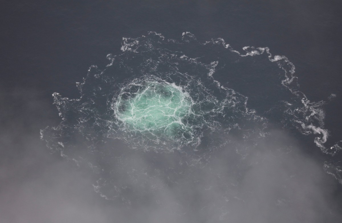 FILE - In this picture provided by Swedish Coast Guard, a leak from Nord Stream 2 is seen, on Sept. 28, 2022. (Swedish Coast Guard via AP, File)
Germany Nord Stream Arrest
