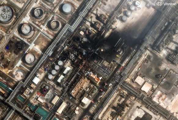This satellite image provided by Vantor shows damage after a drone attack at Ras Tanura oil refinery, in Saudi Arabia, Monday, March 2, 2026. (Satellite image ©2026 Vantor via AP)
Saudi Arabia Iran