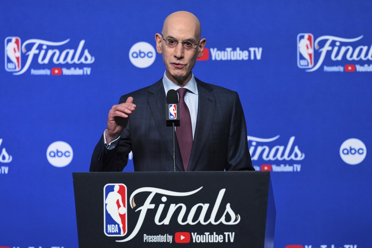 FILE - NBA commissioner Adam Silver speaks during a press conference, June 5, 2025, in Oklahoma City. (AP Photo/Nate Billings, file)
NBA Europe-Silver Basketball