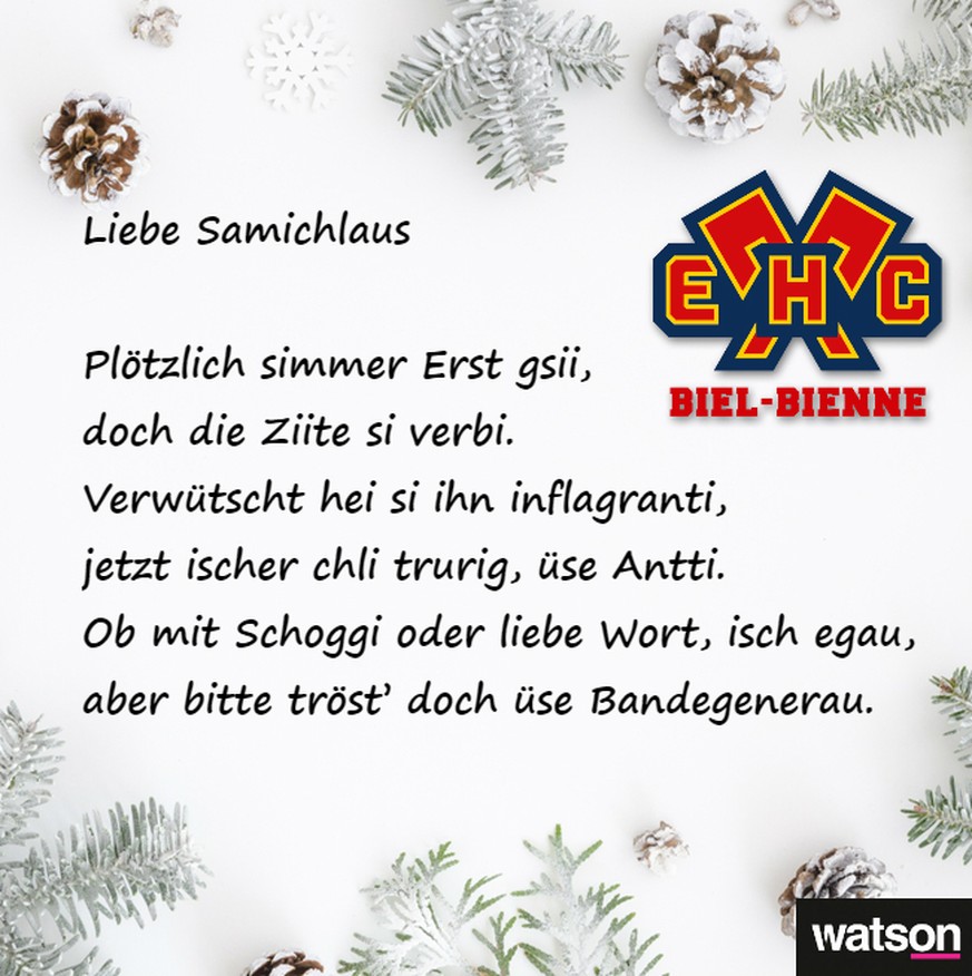 National League Samichlaus erhält Gedichte von Schweizer HockeyKlubs