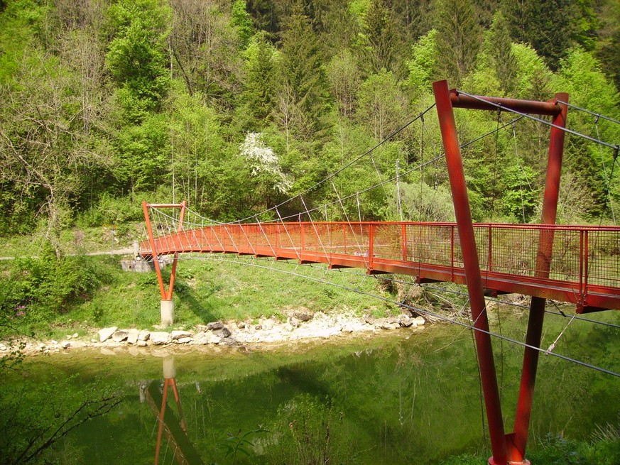 Passarelle Clairbief Soubey Gourmois Doubs Rauszeit Hängebrücken