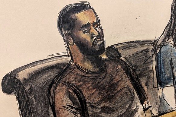 FILE - This courtroom sketch depicts Sean &quot;Diddy&quot; Combs sitting at the defense table during his bail hearing in New York on Wednesday, Sept. 18, 2024. (Elizabeth Williams via AP, File)
Sexua ...