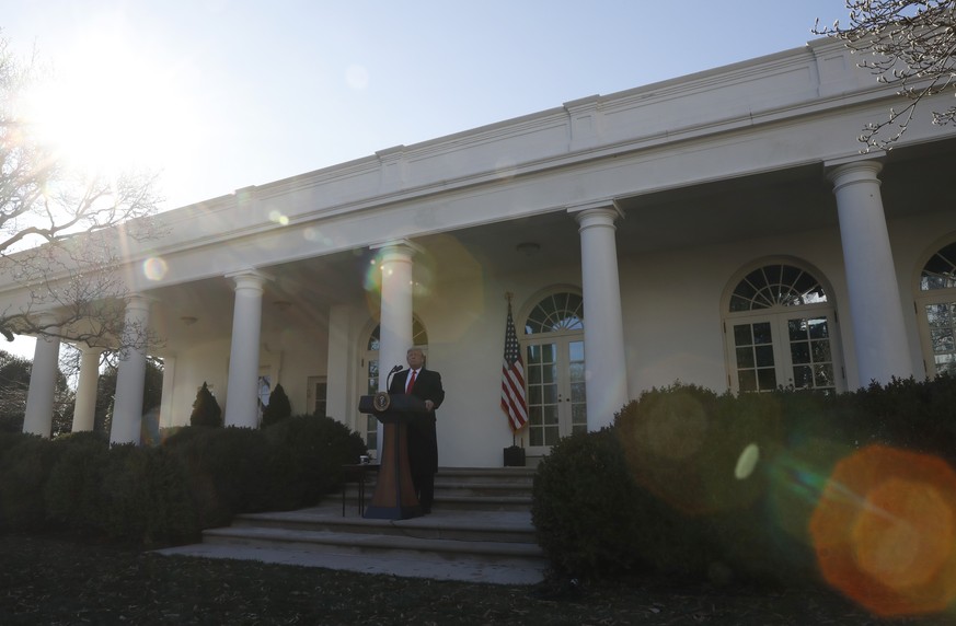 President Donald Trump speaks in the Rose Garden of the White House, Friday, Jan 25, 2019, in Washington. (AP Photo/Jacquelyn Martin)