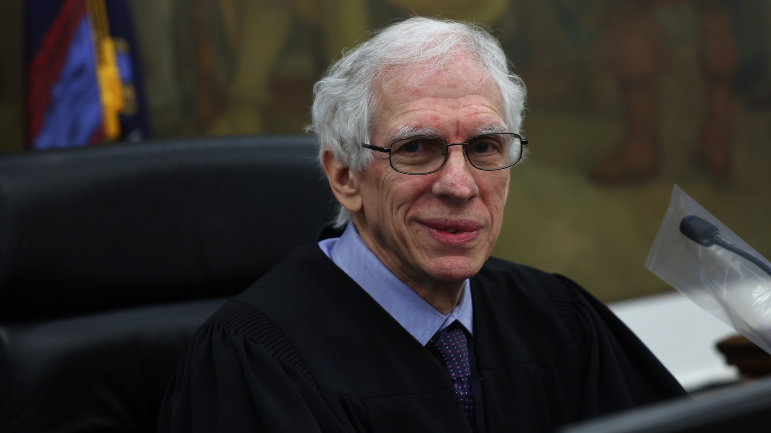 epa10936256 New York State Supreme Court Judge, Arthur Engoron presides during the civil fraud trial of former US President Donald J. Trump in New York, New York, USA, 24 October 2023. Trump, his adul ...